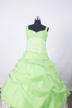 Affordable Ball Gown Straps Floor-Length Spring Green Beading Flower Girl Dresses Style FA-S-203