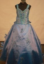 Affordable Ball gown Strap Floor-length Litter Girl Pageant Dress Style FA-W-295