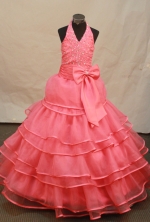 Beautiful Ball gown Hater top neck Floor-length Litter Girl Pageant Dress Style FA-W-297