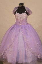 Brand New Ball Gown Straps Floor-Length Lilac Beading Flower Girl Dresses Style FA-S-415