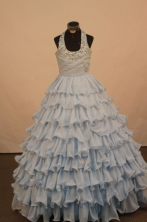 Brand new Ball gown Halter top neck Floor-Length Little Girl Pageant Dresses Style FA-Y-333