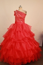 Brand new Ball gown One shoulder neck Floor-Length Little Girl Pageant Dresses Style FA-Y-356