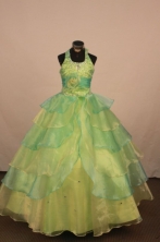 Cheap Ball gown Halter top neck Floor-Length Little Girl Pageant Dresses Style FA-Y-326
