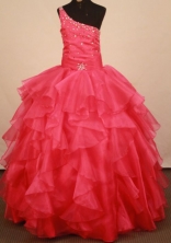 Classical Ball gown One shoulder neck Floor-Length Little Girl Pageant Dresses Style FA-Y-361