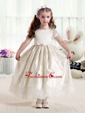 Customized Empire Short Sleeves Flower Girl Dresses with LaceFGL285FOR