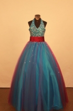 Discount Ball gown Halter top neck Floor-Length Little Girl Pageant Dresses Style FA-Y-337