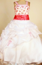 Elegant Ball Gown Square Neck Floor-Length White Little Girl Pageant Dresses Style FA-Y-359