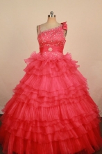 Elegant Ball gown One shoulder neck Floor-Length Little Girl Pageant Dresses Style FA-Y-343