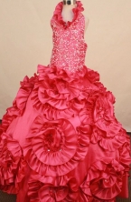 Exquisite Ball gown Halter top neck Floor-Length Little Girl Pageant Dresses Style FA-Y-358
