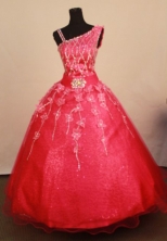 Exquisite Ball gown One shoulder neck Floor-Length Little Girl Pageant Dresses Style FA-Y-360