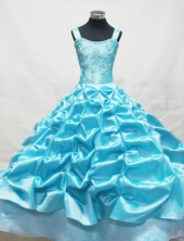 Fashionable Ball Gown Off The Shoulder Neckline Floor-Length Blue Beading and Appliques Flower Girl Dresses Styled FA-S-219