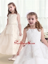 Hot Sale Bateau Flower Girl Dresses with Beading and Appliques FGL236FOR
