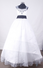 Lovely Ball Gown Off The Shoulder Neckline Floor-Length White Flower Girl Dress LHJ42310