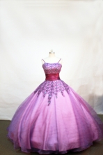 Lovely Ball Gown Straps Floor-Length Purple Appliques and Beading Flower Girl Dresses Style FA-S-226