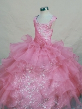 Perfect Ball Gown Scoop Floor-length Hot Pink Organza Appliques Flower Girl dress Style FA-L-458