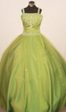 Perfect Ball Gown Square neck Floor-Length Olive Green Little Girl Pageant Dresses Style FA-Y-349