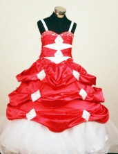 Perfect Ball Gown Strap Floor-Length Red Little Girl Pageant Dresses Style FA-Y-340