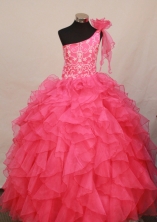 Perfect Ball gown One-shoulder Neck Floor-length Flower Girl Dresses Style FA-C-143