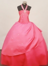 Popular Ball Gown Halter top neck Floor-Length Taffeta Little Girl Pageant Dresses Style FA-Y-310