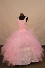 Popular Ball Gown Off The Shoulder Neckline Floor-Length Light Pink Beading Flower Girl Dresses Y042425