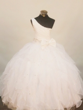 Popular Ball Gown One shoulder Floor-Length Beading Little Girl Pageant Dresses Style FA-Y-311
