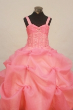 Popular Ball Gown Strap Floor-Length Organza Little Girl Pageant Dresses Style FA-Y-308
