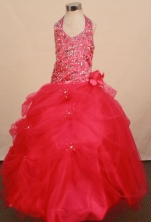 Popular Ball gown Halter top neck Floor-Length FLittle Girl Pageant Dresses Style FA-Y-355