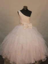 Popular Ball gown One shoulder neck Floor-Length Little Girl Pageant Dresses Style FA-Y-311