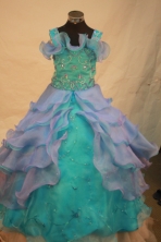 Pretty Ball gown Strap Floor-length Litter Girl Pageant Dress Style FA-W-299
