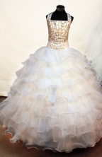 Romantic Ball Gown Halter Top Neck Floor-length Flower Girl Dresses Style FA-C-142