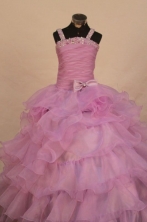 Romantic Ball gown Strap Floor-length Purple Beading Flower Girl Dresses Style FA-C-280