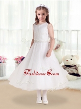 Romantic Scoop White Flower Girl Dresses with Beading  FGL230FOR