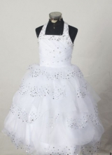 Simple Ball gown Halter top neck Floor-Length Little Girl Pageant Dresses Style FA-Y-301
