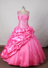 Sweet BallGown Straps Floor-Length Hot Pink Flower Girl Dresses Style FA-S-395