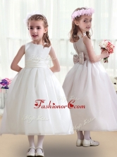 Top Selling White Flower Girl Dresses with Bowknot FGL249FOR