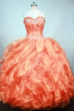 Perfect Ball gown Sweetheart-neck Floor-length Organza Orange Quinceanera Dresses Style FA-C-114