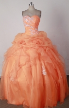 Beautiful Ball Gown Sweetheart Neck Floor-length Orange Red Quincenera Dresses TD26001
