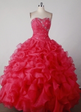 Brand New Ball Gown Sweetheart Floor-length Red Quincenera Dresses TD260031