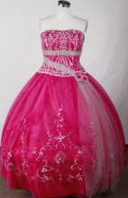 Cute Ball Gown Strapless Floor-length Red Quinceanera Dress LJ2634