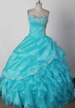 Elegant Ball Gown Strapless Floor-length Blue Quinceanera Dress LJ2618