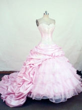 Gorgeous Ball Gown Sweetheart Chapel Train Taffeta Quinceanera Dresses Style FA-W-406