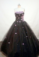Lovely A-line Strapless Floor-length Quinceanera Dresses Appliques with Sequins Style FA-Z-0098