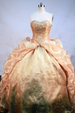 Luxurious Ball gown Sweetheart-neck Floor-length Organza Gold Quinceanera Dresses Style FA-C-107