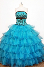 Perfect Ball Gown Strapless Floor-length Teal Organza Quinceanera Dresses Style FA-W-367