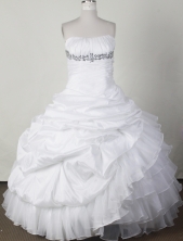 Perfect Ball Gown Strapless Floor-length White Quinceanera Dress LJ2666