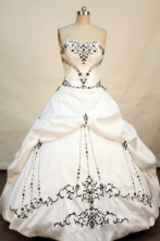 Perfect ball gown sweetheart-neck floor-length embroidery with black taffeta quinceanera dresses FA-X-025
