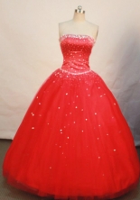 Pretty A-line Strapless Floor-length Quinceanera Dresses  Beading Style FA-Z-0086 