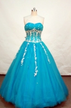 Pretty ball gown sweetheart-neck floor-length teal quinceanera dress FA-X-033