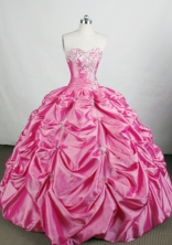 Romantic Ball Gown Sweetheart-neck Floor-length Pink Quinceanera Dresses Style FA-C-088
