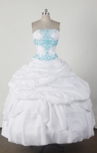 Simple Ball Gown Strapless Floor-length White Quincenera Dresses TD260044